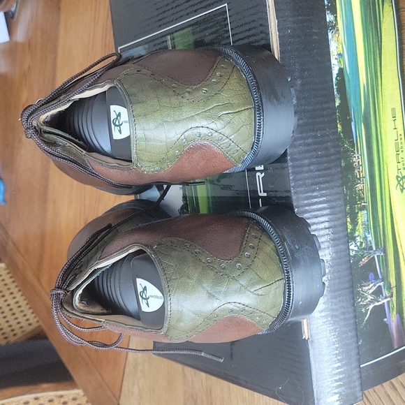 Trelke Golf Shoes Brown and Green Premium Argentine Leather Men's size 9 - Picture 5 of 8